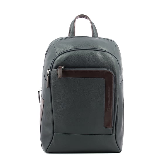 Mochila para laptop de cuero 14.0 Piquadro BLU/MARRONE - Image 1