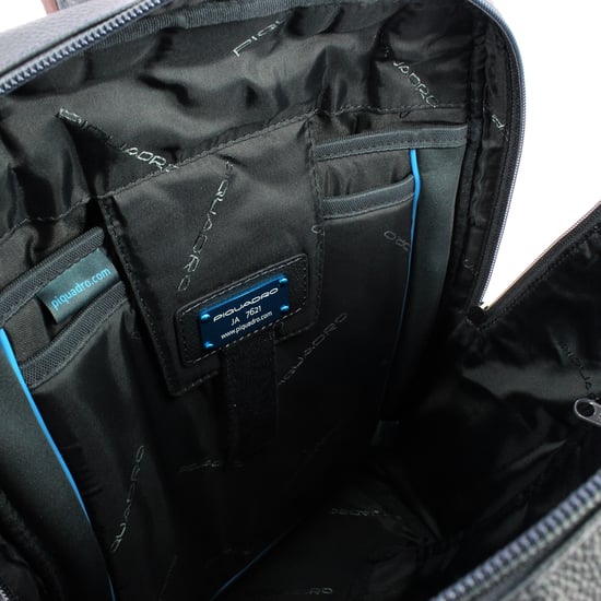 Mochila para laptop de cuero 14.0 Piquadro BLU/MARRONE - Image 4