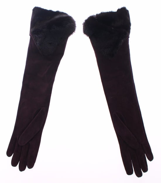 Guantes de cuero de ante de piel de cabra con visón púrpura para mujer de Dolce & Gabbana - Image 2