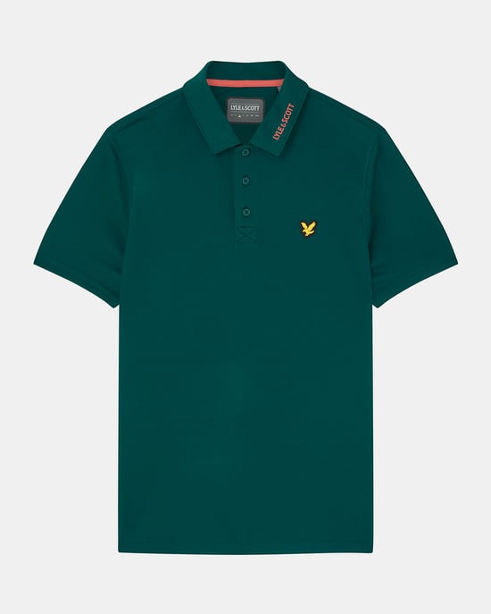 Lyle & Scott Polo Golf de manga corta con logo en el cuello en color verde - Image 5