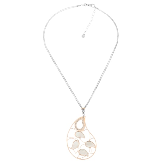 Orphelia 'Lana' Women's 925 Sterling Silver Chain with Pendant - Silver/Rose ZK-7164 - Image 3