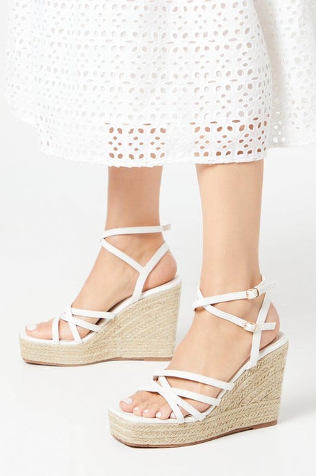 Faith: Haven Strappy High Espadrille Wedge Sandals