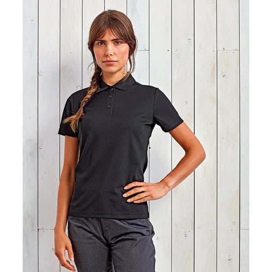 Premier Womens/Ladies Sustainable Polo Shirt (Black) - Image 3