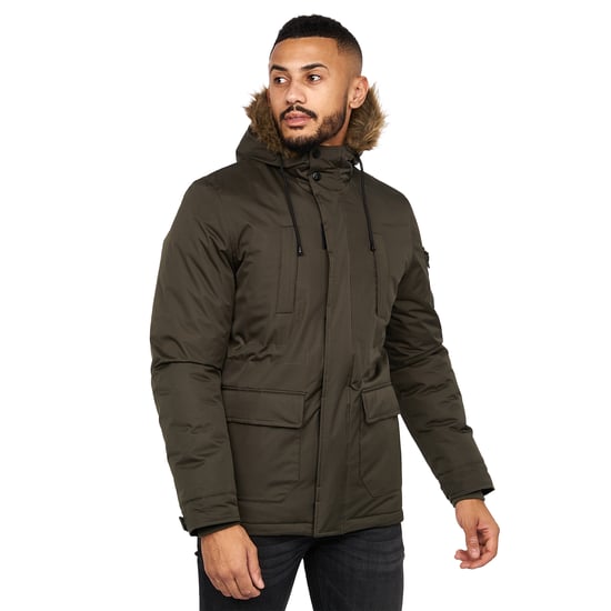 Crosshatch Mens Parkmoore Parka (Dark Olive) - Image 4