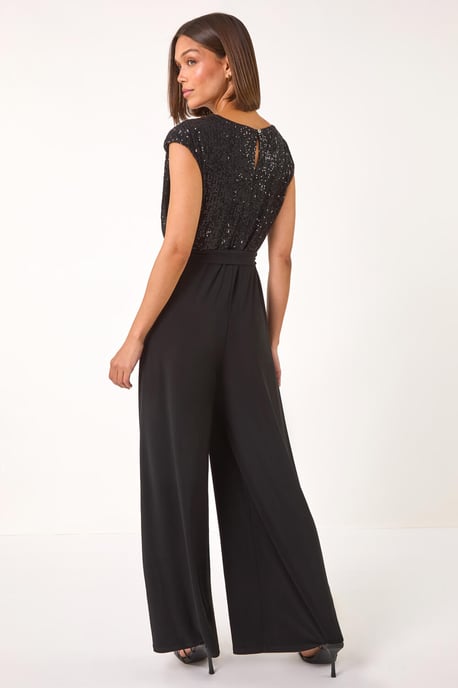 Sequin Bodice Cowl Neck Jumpsuit - Image 3