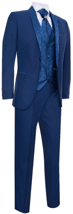 Traje de boda azul de 4 piezas para hombre - Image 3