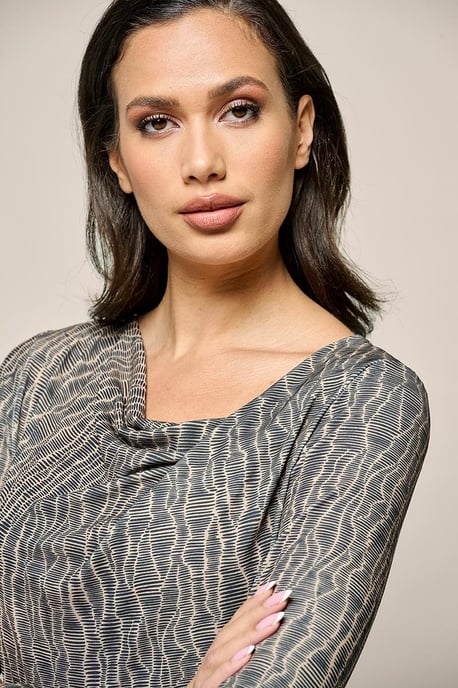 Caitlin Print Top Schwarz / Taupe - Image 2