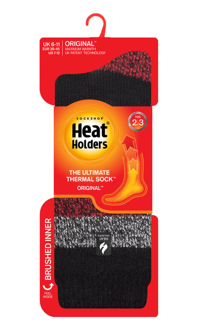 Calentadores - Calcetines térmicos extra gruesos para hombre | Calcetines aislantes de vellón esponjoso | Regalos para hombre - Negro / Rojo (Lindos) - Image 2