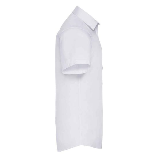 Russell Collection Mens Herringbone Short-Sleeved Formal Shirt (White) - Image 3