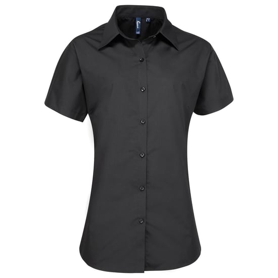 Premier Womens/Ladies Supreme Poplin Short-Sleeved Shirt (Black) - Image 1
