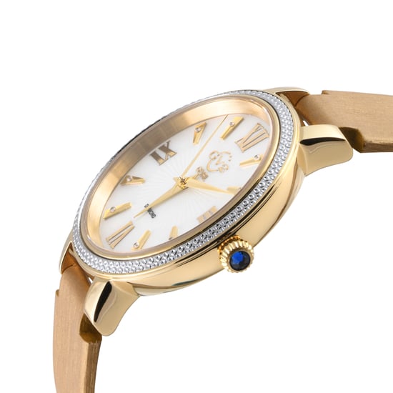 Reloj de Mujer GV2 Genoa 12532S Suizo Cuarzosa de Madreperla con Diamantes y Correa de Cuero Beige - Image 3