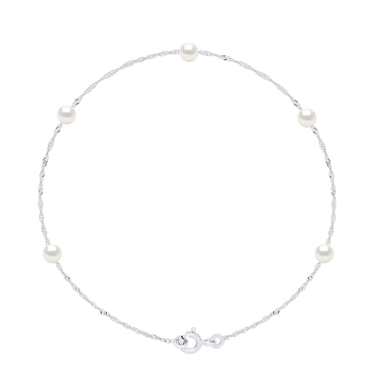 Bracelet - 5 Real Cultured Freshwater Pearls Round 4-5 mm
