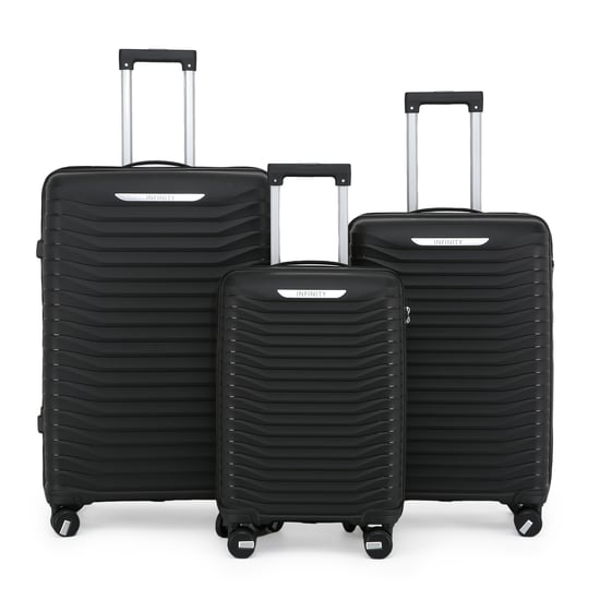 Hard Shell Black Classic Suitcase Set 8 Wheel Cabin TSA Luggage Case Holiday Travel