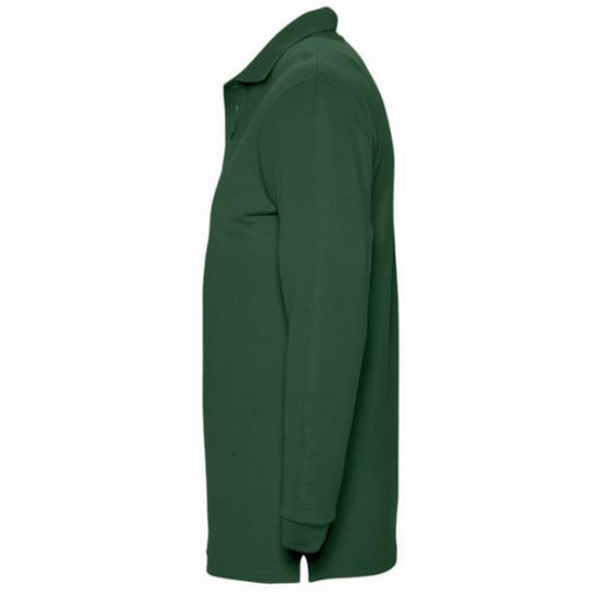 SOLS Mens Winter II Long Sleeve Pique Cotton Polo Shirt (Golf Green) - Image 3