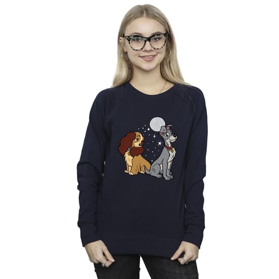 Disney Womens/Ladies Lady And The Tramp Moon Sweatshirt (Navy Blue) - Image 2