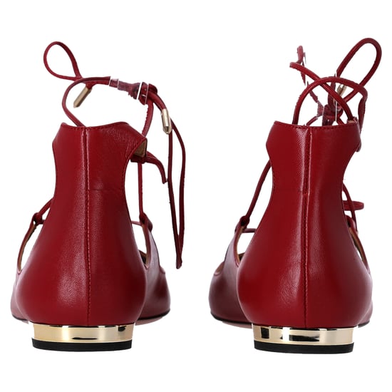 Aquazzura Christhy Lace-Up Ballet Flats in Red Leather - Image 4