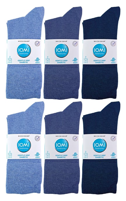 IOMI - Paquete múltiple de 12 pares de calcetines diabéticos de bambú para hombre, sin costuras y no elásticos - Azul marino - Image 2
