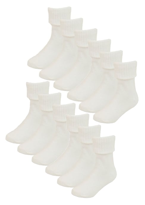 Calcetines de algodón con vuelta para bebé | Pack de 6 pares | Snob de calcetines | Calcetines divertidos para niño y niña - Crema - Image 1