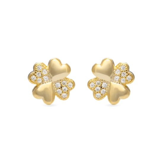 Pendientes Hatua Plata, Oro Amarillo y Cz - Image 1