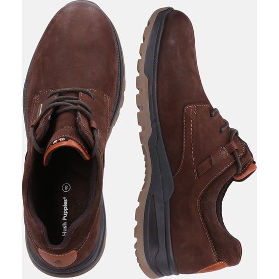 Hush Puppies Pele Leather Men's Brown Nubuck Lace-Up Shoes - Image 6
