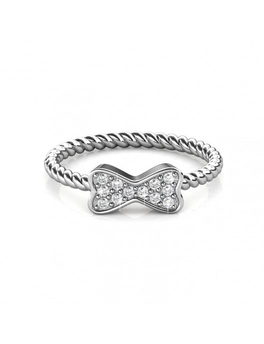 Anillo Cinta Retorcida - Plata y Cristal - Image 4