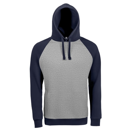 SOLS Unisex Seattle Contrast Raglan Hoodie (Grey Marl/French Navy) - Image 1