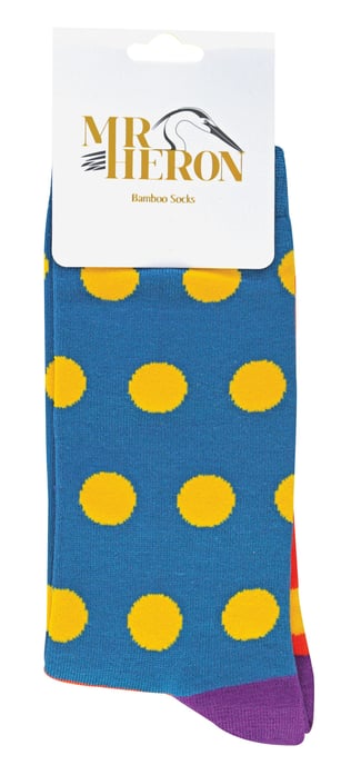 Mr Heron - Calcetines de Bambú para Hombre | Calcetines con Rayas Argyle | Regalos para Él - Spots (Teal) - Image 2