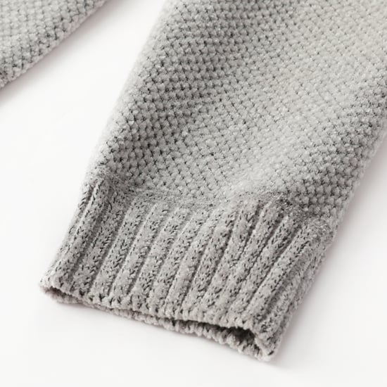 Men's Cardigan with Zip and Stand-Up Collar, Lined Chunky Knit Pullover Light Grey - Image 4