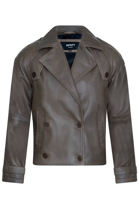 Chaqueta de cuero estilo gabardina corta y holgada para mujer - Canberra - Image 1
