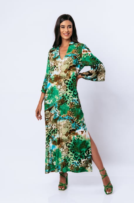 Vestido largo estilo caftán con estampado animal - Image 5