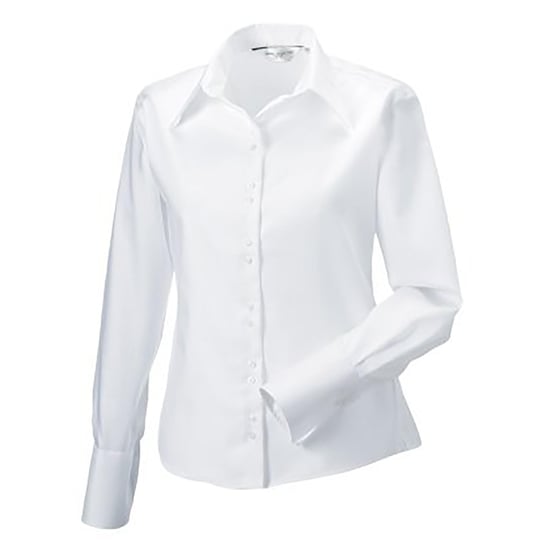 Russell Collection Ladies/Womens Long Sleeve Ultimate Non-Iron Shirt (White) - Image 4