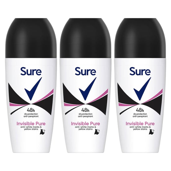 Sure Women Roll On Invisible Pure Anti-Perspirant 48Hrs Dry Protection, 3x50ml
