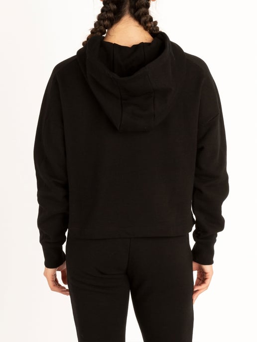Luke 1977 Womens Cobra Cropped Workout Hoodie in Black