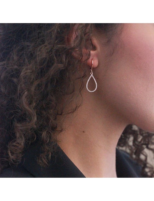 Pendientes de aro colgantes Laelia - Oro rosa y cristal - Image 2