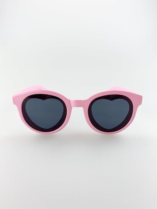 Plastic Round Frame Sunglasses with Heart Lenses