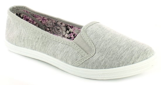 New Ladies/Womens Grey Slip Ons Elasicated Gusset Canvas Pumps.