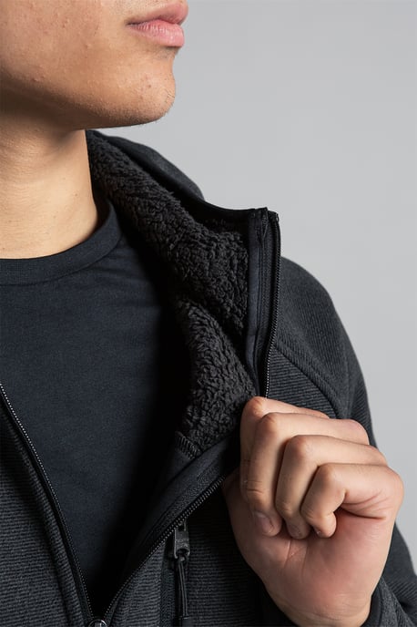 Grey Zip-Through Hooded Fleece With Sherpa Lining