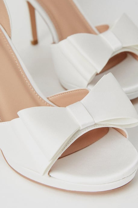 Tala Bridal Satin Structured Bow High Heel Platform Sandals - Image 4