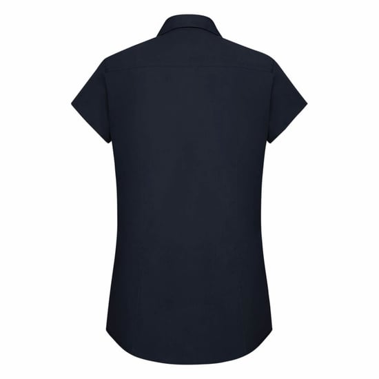 Russell Collection Ladies Cap Sleeve Polycotton Easy Care Fitted Poplin Shirt (French Navy) - Image 2