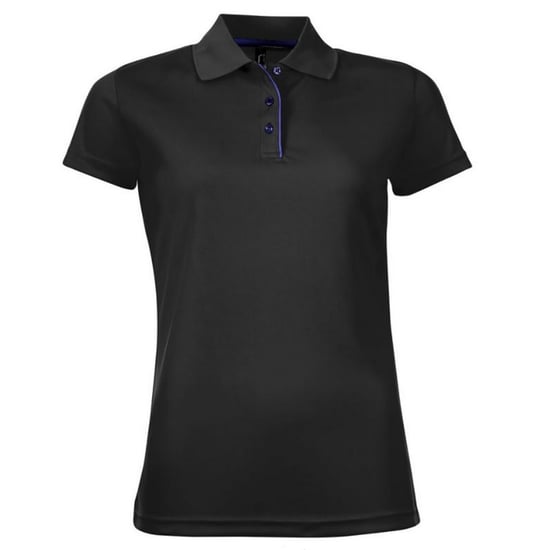 SOLS Womens/Ladies Performer Short Sleeve Pique Polo Shirt (Black) - Image 1