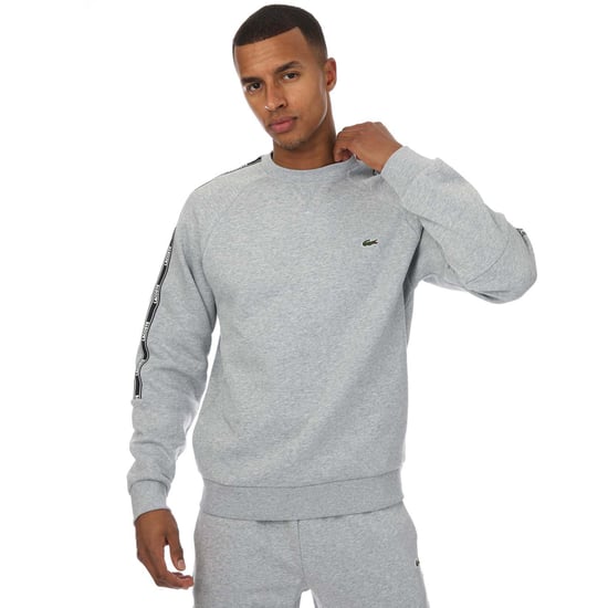 Men's Lacoste Tape Crew Sweatshirt in Grey Marl