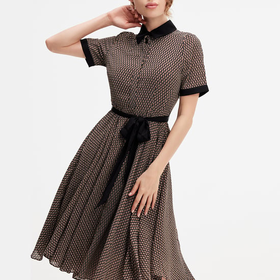 Printed Shirt dress print and contrasting collar - Image 4