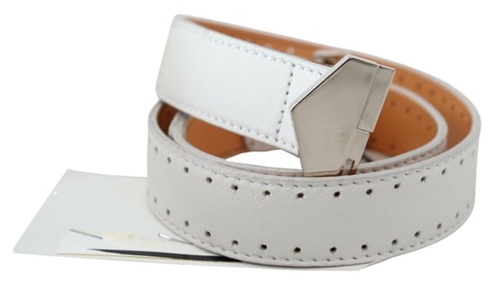 Cinturón de Cintura de Cuero Blanco con Hebilla de Logo Hexagonal para Mujer GF Ferre - Image 2