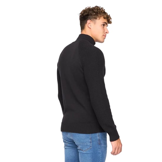 Crosshatch Mens Birchin Knitted Full Zip Jumper (Black) - Image 2