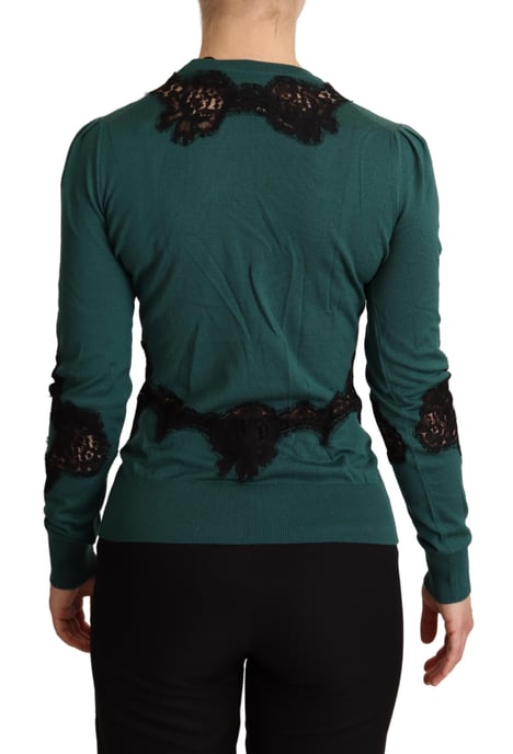 Suéter de cuello redondo de lana verde para mujer de Dolce & Gabbana - Image 3