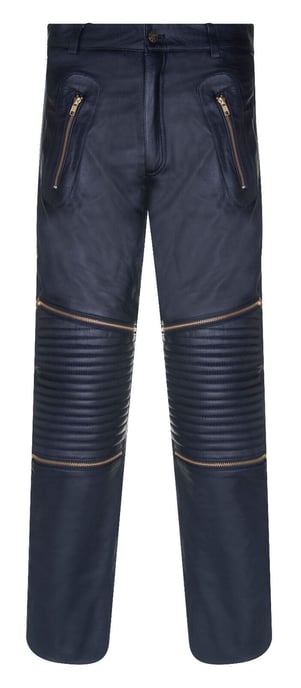 Mens Leather Zip Jeans-Ancona
