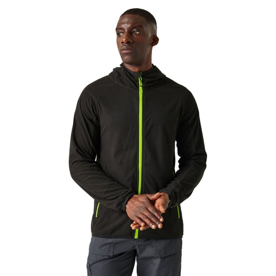 Regatta Mens Navigate Full Zip Fleece Jacket (Black/Lime Green)