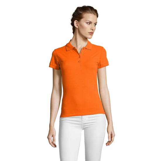 SOLS Womens/Ladies People Pique Short Sleeve Cotton Polo Shirt (Orange) - Image 5