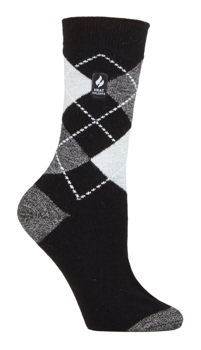 Heat Holders - Calcetines térmicos de mujer Ultra Lite con diseño de hilo interior cepillado - Negro/ Gris (Valletta) - Image 1