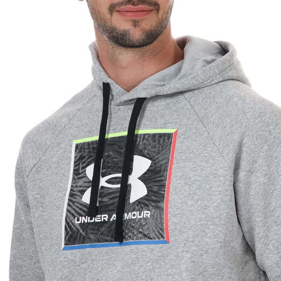 Men's Under Armour UA Rival Fleece Graphic Hoody in Grey